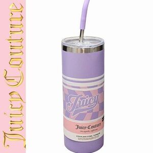 Juicy Couture Home Checkered Signature Logo 24oz Tumbler w/Straw & Lid